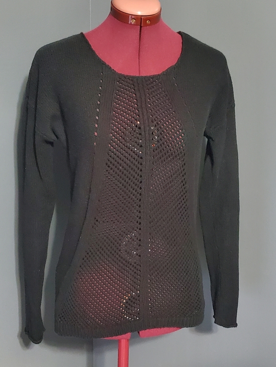 Calvin Klein Jeans Sweaters - Calvin Klein Jeans Black Open-Weave Scoop Neck Sweater Women's Size M